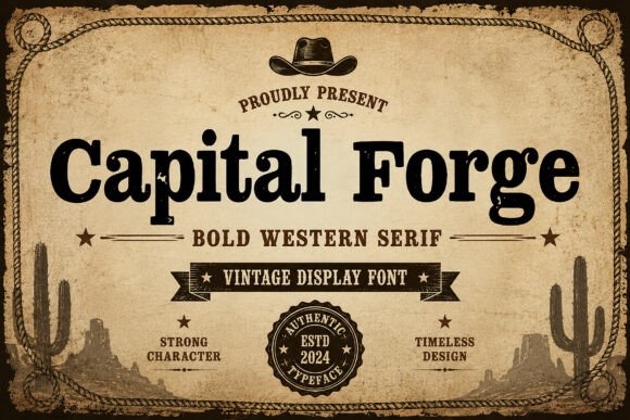 Capital Forge: A Rugged Western Display Font for Handmade Brands